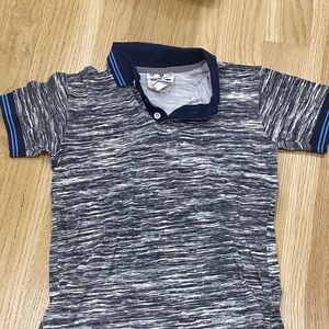 Boys' Navy and Gray Striped Polo Shirt